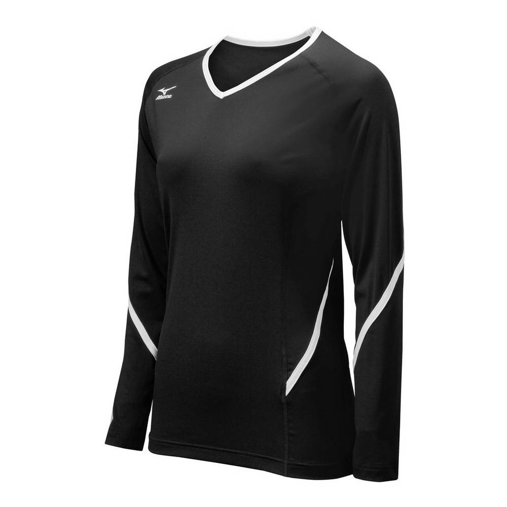 Jerseys Mizuno Techno Generation Long Sleeve Mujer Negras/Blancas Outlet QNGS-29470